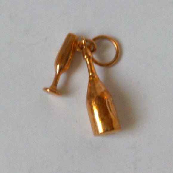 Jet Set Candy rose gold champagne and flute charm - Picture 1 of 7